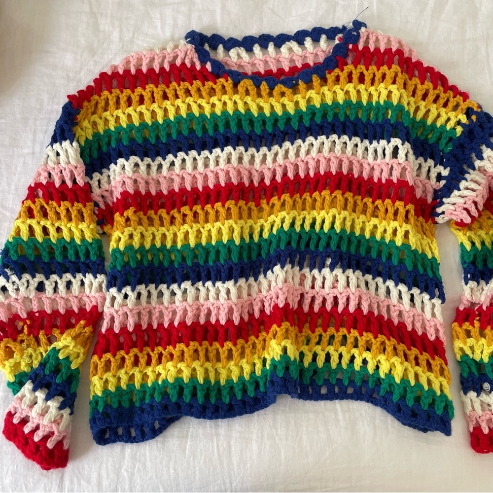 rainbow crochet knit sweater
